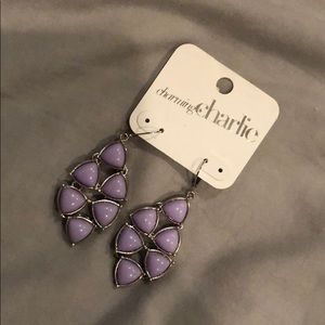 Purple dangle geometric earrings